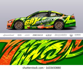 Car wrap decal graphic vector kit. Abstract stripe racing background designs for vinyl wrap race car, cargo van, pickup truck, adventure vehicle. Eps 10