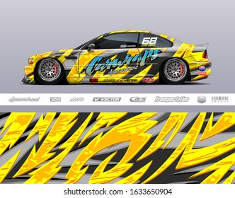 Car wrap decal graphic vector kit. Abstract stripe racing background designs for vinyl wrap race car, cargo van, pickup truck, adventure vehicle. Eps 10