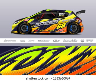 Car wrap decal graphic vector kit. Abstract stripe racing background designs for vinyl wrap race car, cargo van, pickup truck, adventure vehicle. Eps 10