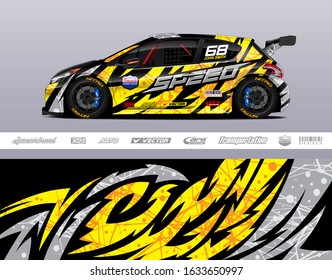 Car wrap decal graphic vector kit. Abstract stripe racing background designs for vinyl wrap race car, cargo van, pickup truck, adventure vehicle. Eps 10