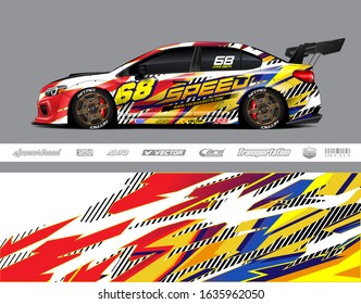 Car wrap decal graphic vector kit. Abstract stripe racing background designs for vinyl wrap race car, cargo van, pickup truck, adventure vehicle. Eps 10