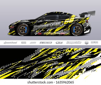 Car wrap decal graphic vector kit. Abstract stripe racing background designs for vinyl wrap race car, cargo van, pickup truck, adventure vehicle. Eps 10