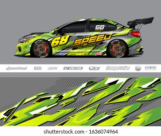 Car wrap decal graphic vector kit. Abstract stripe racing background for vinyl wrapping race car, cargo van, pickup truck, adventure vehicle. Eps 10