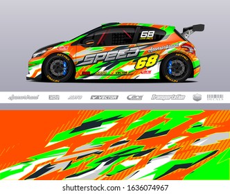 Car wrap decal graphic vector kit. Abstract stripe racing background for vinyl wrapping race car, cargo van, pickup truck, adventure vehicle. Eps 10