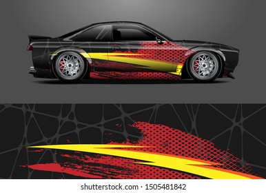 Car wrap decal graphics. Abstract stripe, grunge racing and sport background for racing livery or daily use car vinyl sticker