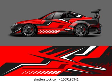 Car wrap decal graphics. Abstract stripe, grunge racing and sport background for racing livery or daily use car vinyl sticker
