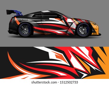 Car wrap decal graphics. Abstract stripe and sport background for racing livery or daily use car vinyl sticker