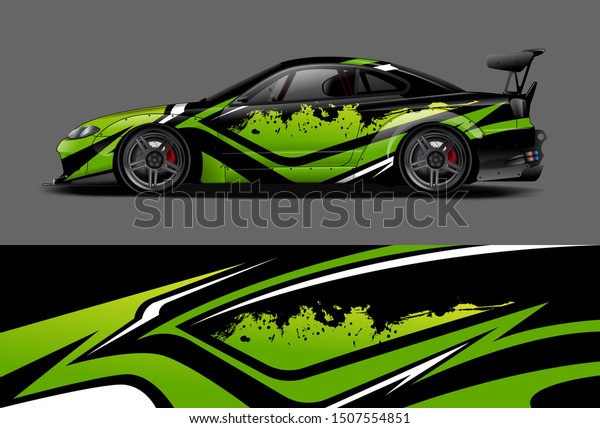 Car wrap decal graphics. Abstract stripe, grunge\
racing and sport background for racing livery or daily use car\
vinyl sticker