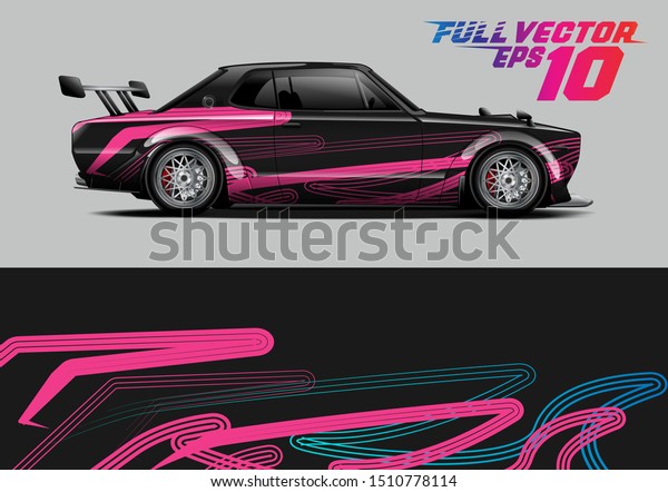 Car wrap decal graphics. Abstract neon stripe,\
grunge racing and sport background for racing livery or daily use\
car vinyl sticker