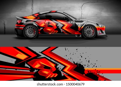 Car wrap decal graphics design concept. Abstract with simple skull stripe and sport background for racing livery or daily use car. ready to print vinyl sticker