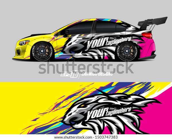 Car wrap decal graphics. Lion head tribal\
illustration. Abstract racing and sport background for racing\
livery or daily use car vinyl\
sticker.