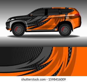 Car wrap decal livery design vector, rally race car vehicle sticker and tinting.