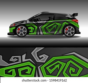 Car wrap decal livery design vector, rally race car vehicle sticker and tinting.