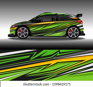 Car wrap decal livery design vector, rally race car vehicle sticker and tinting.