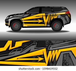 Car wrap decal livery design vector, rally race car vehicle sticker and tinting.