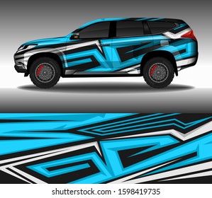 Car wrap decal livery design vector, rally race car vehicle sticker and tinting.