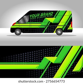 
car wrap decal livery side design van green abstract stripe printable