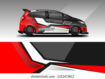 Car wrap decal racing design vector. Graphic abstract background designs for vehicle