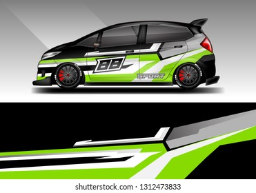 Car wrap decal racing design vector. Graphic abstract background designs for vehicle