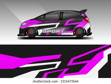 Car wrap decal racing design vector. Graphic abstract background designs for vehicle 