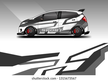Car wrap decal racing design vector. Graphic abstract background designs for vehicle 