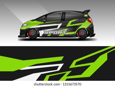Car wrap decal racing design vector. Graphic abstract background designs for vehicle 