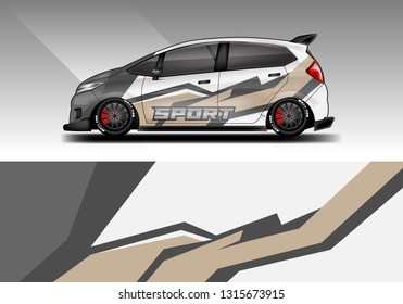 Car wrap decal racing design vector. Graphic abstract background designs for vehicle 