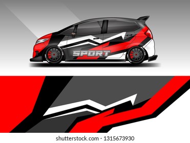Car wrap decal racing design vector. Graphic abstract background designs for vehicle 