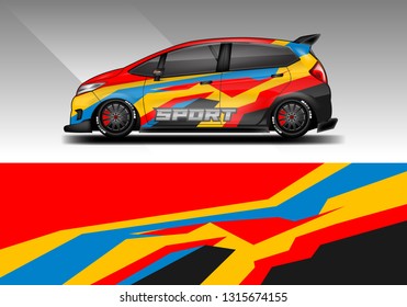 Car wrap decal racing design vector. Graphic abstract background designs for vehicle 