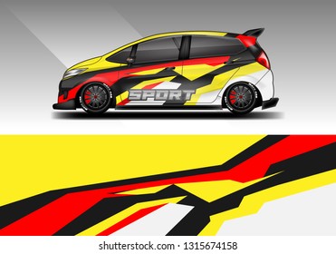 Car wrap decal racing design vector. Graphic abstract background designs for vehicle 