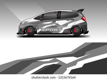 Car wrap decal racing design vector. Graphic abstract background designs for vehicle 