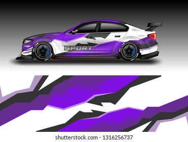Car wrap decal racing design vector. Graphic abstract background designs for vehicle 
