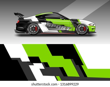 Car wrap decal racing design vector. Graphic kit background designs for vehicle 