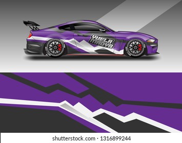 Car wrap decal racing design vector. Graphic kit background designs for vehicle 