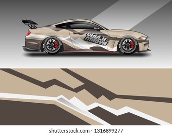 Car wrap decal racing design vector. Graphic kit background designs for vehicle 
