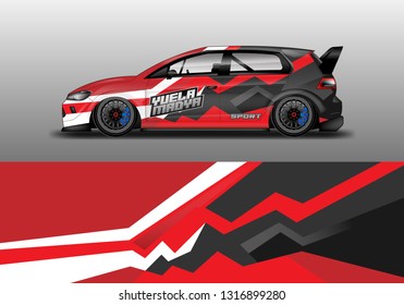 Car wrap decal racing design vector. Graphic kit background designs for vehicle 