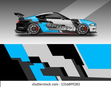 Car wrap decal racing design vector. Graphic kit background designs for vehicle 