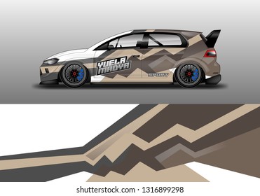 Car wrap decal racing design vector. Graphic kit background designs for vehicle 