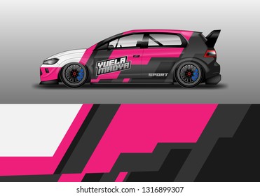 Car wrap decal racing design vector. Graphic kit background designs for vehicle 