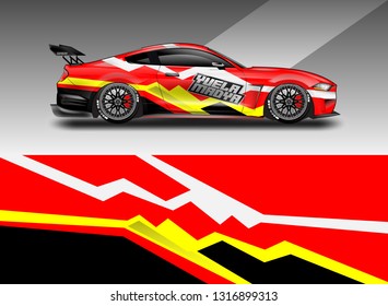 Car wrap decal racing design vector. Graphic kit background designs for vehicle 