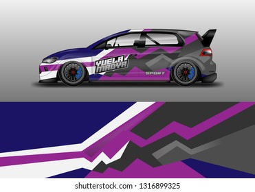 Car wrap decal racing design vector. Graphic kit background designs for vehicle 