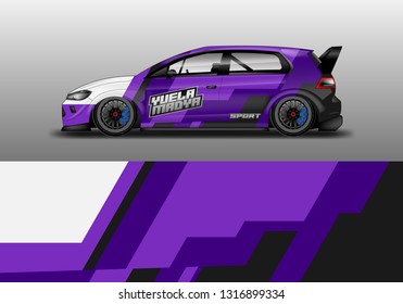 Car wrap decal racing design vector. Graphic kit background designs for vehicle 