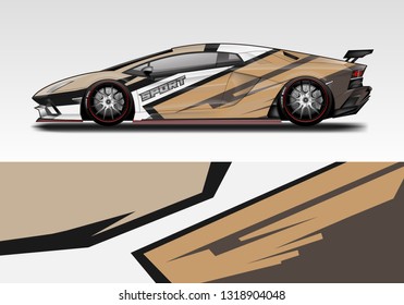 Car wrap decal racing design vector. Graphic kit background designs for vehicle sport