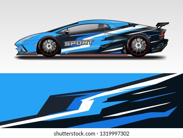 Car wrap decal racing design vector. Graphic kit background designs for vehicle sport 