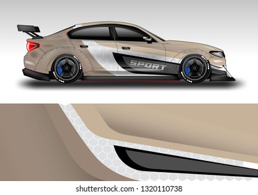 Car wrap decal racing design vector. Graphic kit background designs for vehicle sport