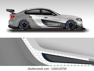 Car wrap decal racing design vector. Graphic kit background designs for vehicle sport