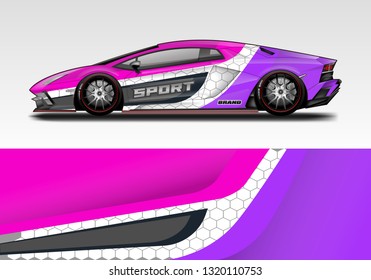 Car wrap decal racing design vector. Graphic kit background designs for vehicle sport
