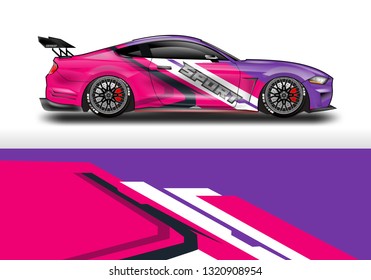 Car wrap decal racing design vector. Graphic kit background designs for vehicle sport 