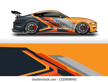 Car wrap decal racing design vector. Graphic kit background designs for vehicle sport 