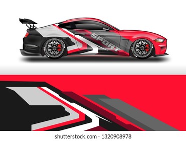 Car wrap decal racing design vector. Graphic kit background designs for vehicle sport 